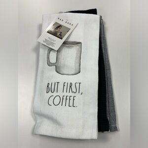 NWT Rae Dunn White, Grey, and Black Kitchen Towels Set